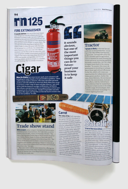 Design & art direction of Retail Newsagent's 125th commemorative issue by Nick McKay. Page 94
