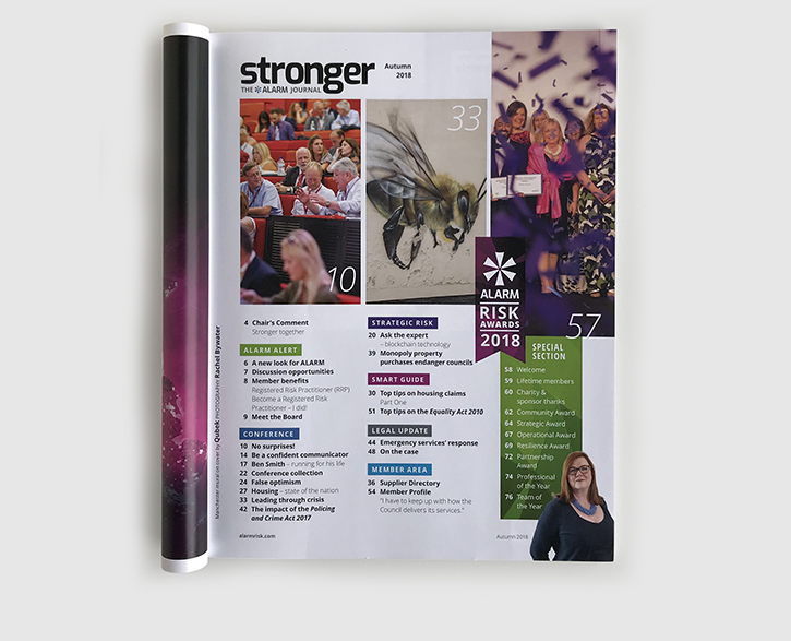 Design & art direction of Stronger magazine, the ALARM Journal by Nick McKay. Contents.
