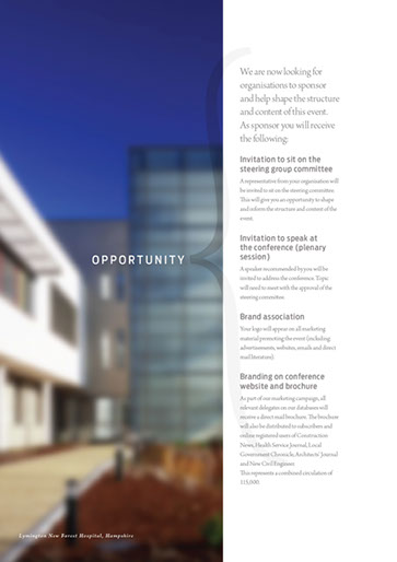 Design & art direction of a promotional brochure for a building conference for EMAP by Nick McKay. Page 5