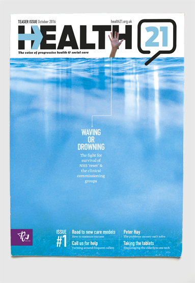 Branding, design & art direction of Health21 new launch health management magazine by Nick McKay for Pixel West Ltd. Cover.