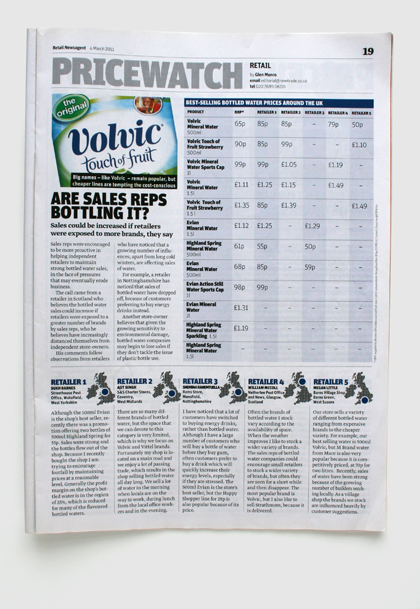 Redesign for Retail Newsagent magazine by Nick McKay, pricewatch spread