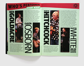 Design & art direction for promotional brochure for Nine Lessons & Carols event by Nick McKay. Page 8-9