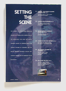 Design & art direction of a promotional publication for London's Airport Authority by Nick McKay, page 9
