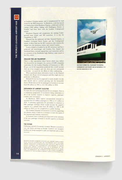 Design & art direction of a promotional publication for London's Airport Authority by Nick McKay, page 14