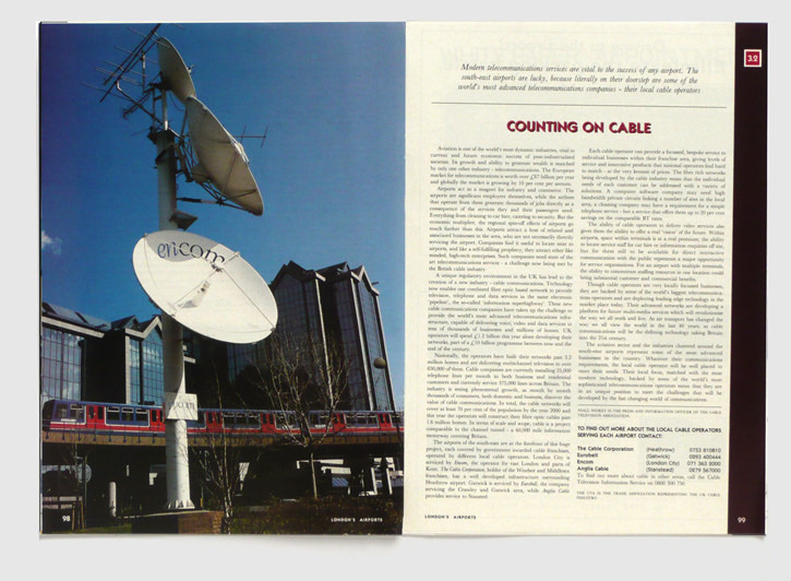 Design & art direction of a promotional publication for London's Airport Authority by Nick McKay, page 98-99
