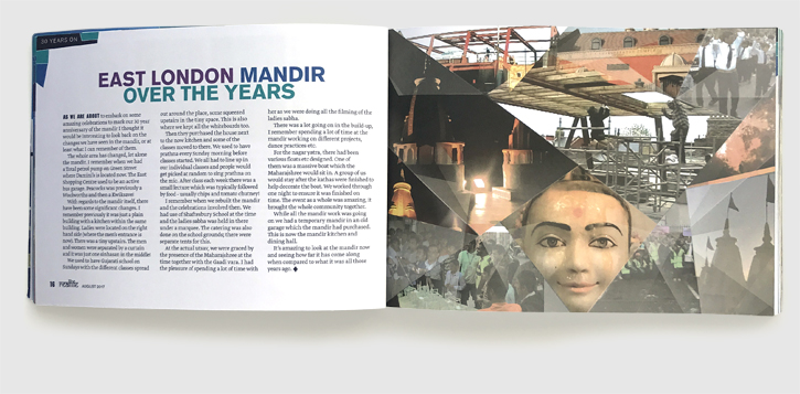 Design & art direction of Reallife magazine by Nick McKay for the SKS Swaminarayan Temple, East London. Mandir feature.