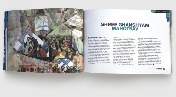 Design & art direction of Reallife magazine by Nick McKay for the SKS Swaminarayan Temple, East London. Utsav feature.