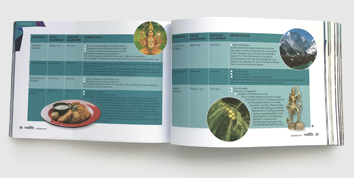 Design & art direction of Reallife magazine by Nick McKay for the SKS Swaminarayan Temple, East London. Ekadashi feature.