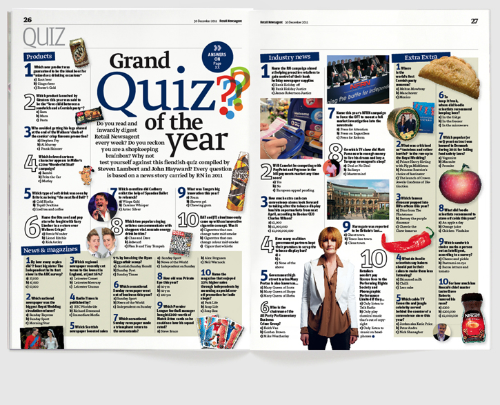 Redesign for Retail Newsagent magazine by Nick McKay, quiz feature